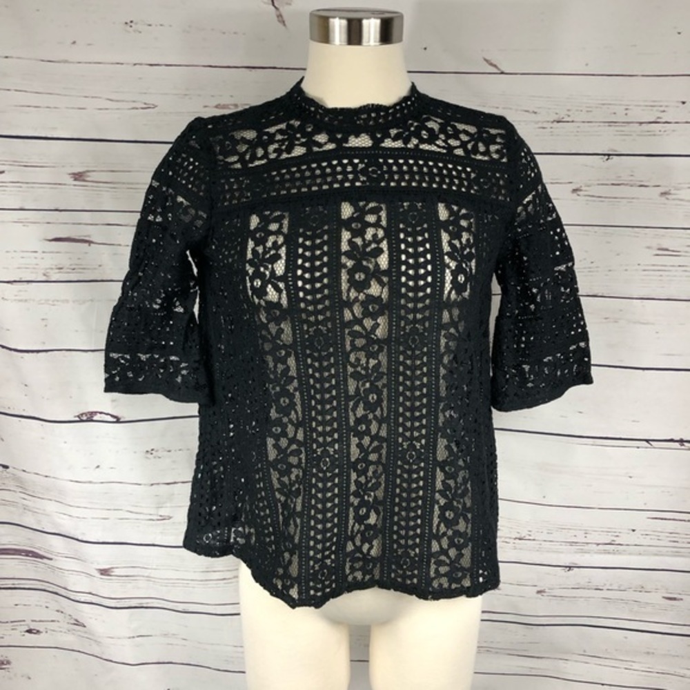 Ann Taylor Loft‎ Black Lace Top